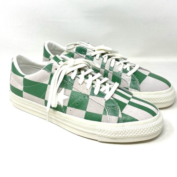 Converse One Star Low Top Suede Checker White Green Men’s Sneakers 172353C - Picture 6 of 10